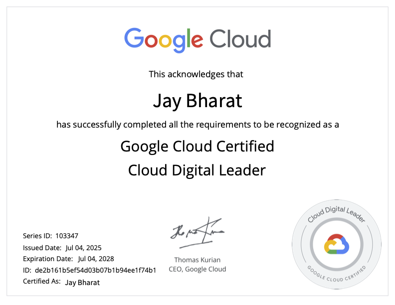 GCP cloud digital leader certificate